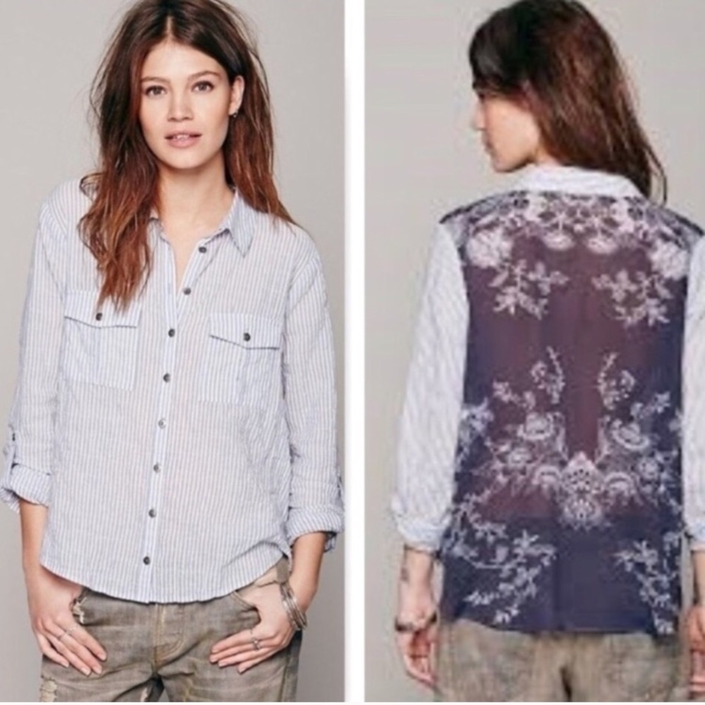 💫3/$12 Free People Party in the Back button up XS